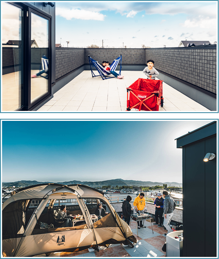 屋上庭園でおうちキャンプが出来る そらにわの家 札幌で新築注文住宅の工務店 和モダンの得意な建築会社は寿建設